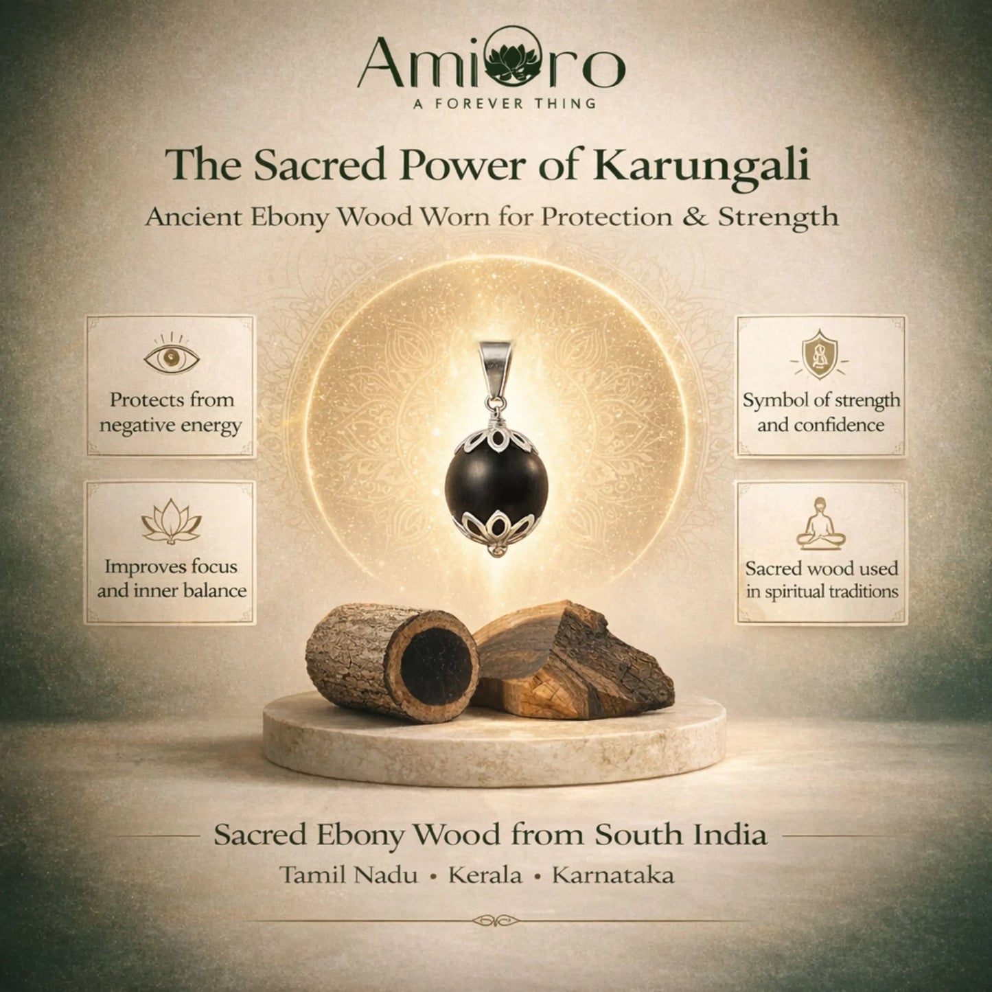 Hanuman Raksha Pendant with Karungali Mala