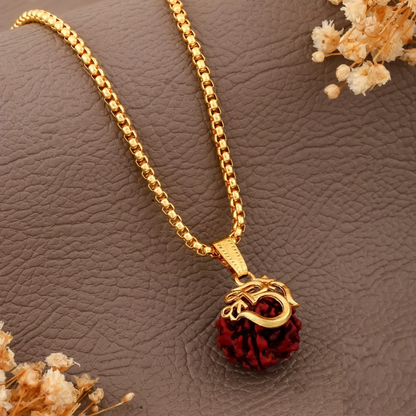 Rudraksha Pendant Chain with Om Design