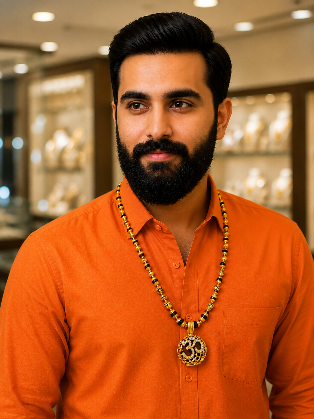 Shivling Trishul Design Rudraksha Mala With Om Pendent