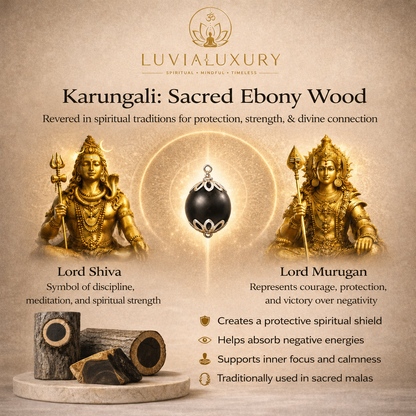 Lord Murugan Pendant with Karungali Mala | Natural Ebony Wood |